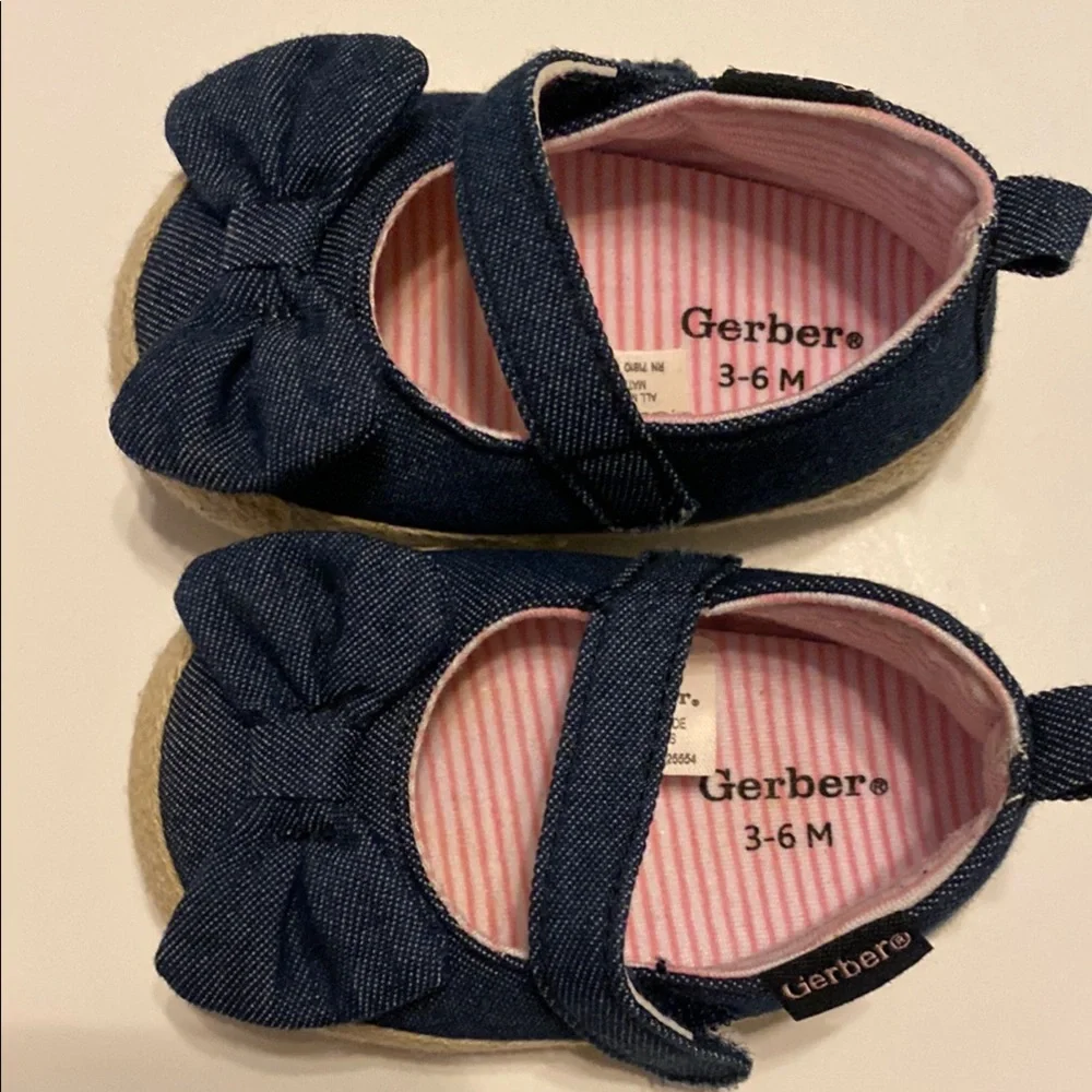 Gerber Baby Girls' Navy Denim Mary Jane Shoes Size 3-6 months